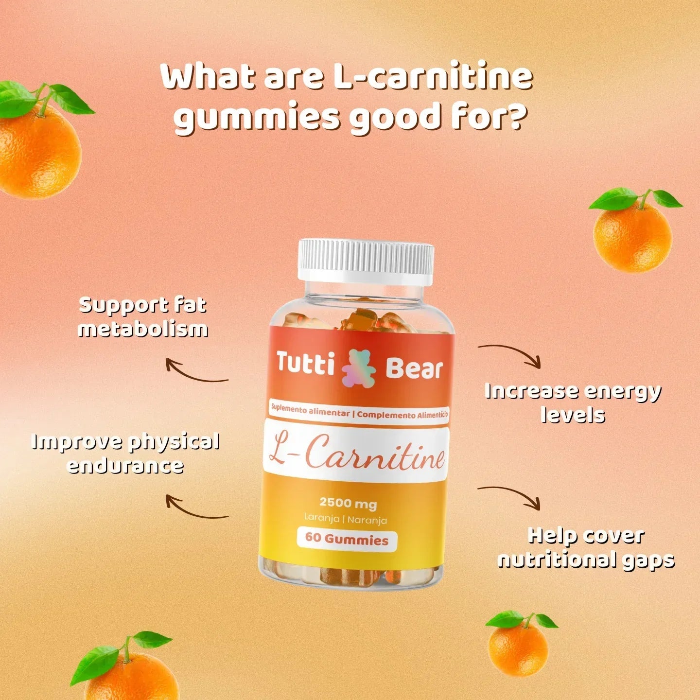 L-Carnitine Gummies: 2500mg Energy & Metabolism Support | TuttiBear TUTTI BEAR L-Carnitine Gummies: 2500mg Energy & Metabolism Support | TuttiBear TUTTI BEAR