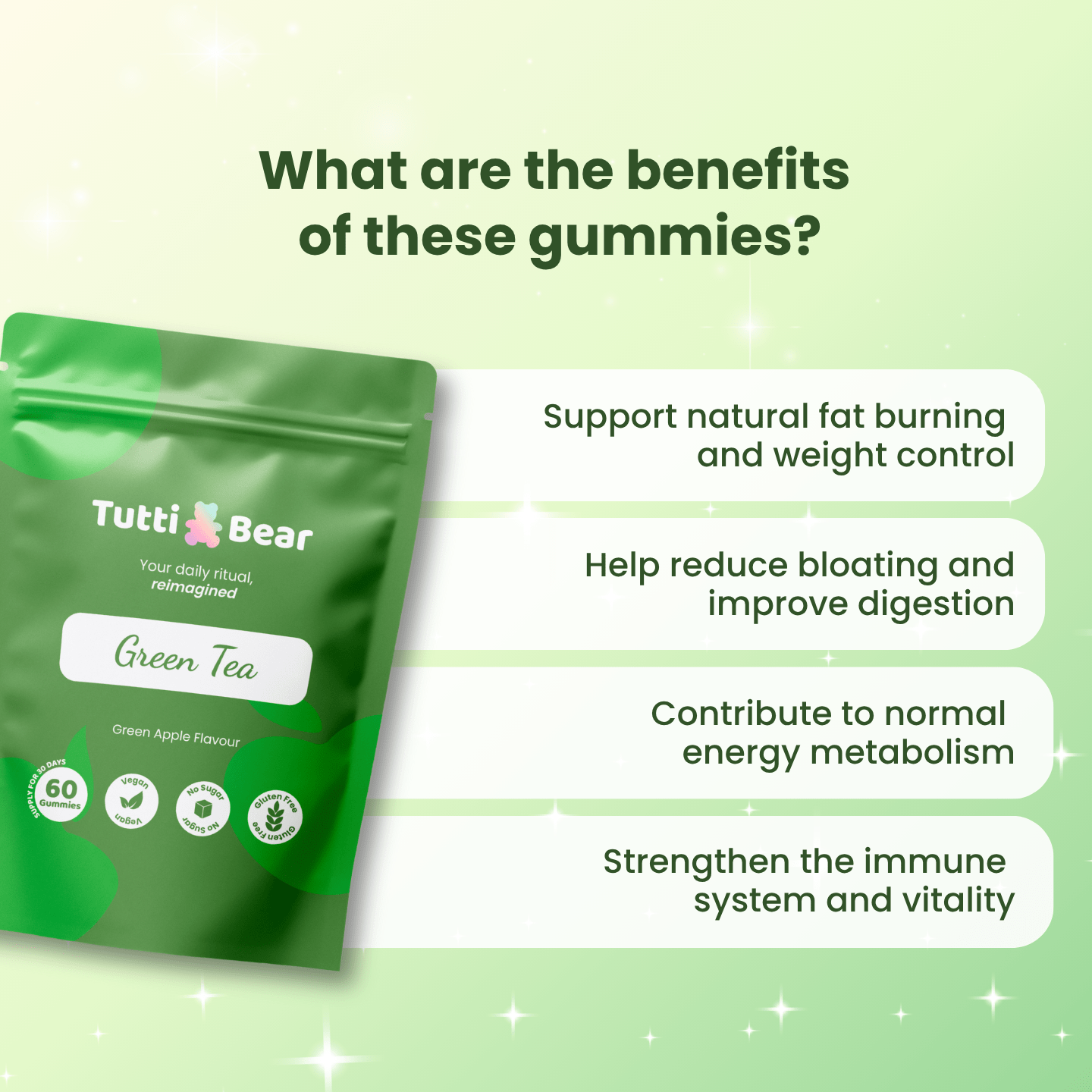 Gomas energéticas de chá verde